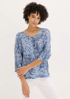 Pull  à manches chauve-souris • bleu fumé léopard • Boutique bonprix