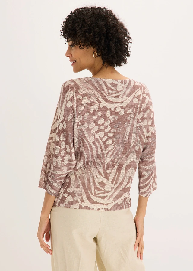 Trui met vleermuismouwen • kiezelbeige zebraprint • product-page.page-title-suffix