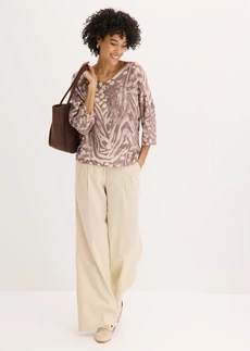 Trui met vleermuismouwen, Kleur: kiezelbeige zebraprint