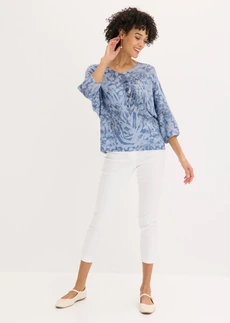 Pull  à manches chauve-souris, Couleur: bleu fumé léopard