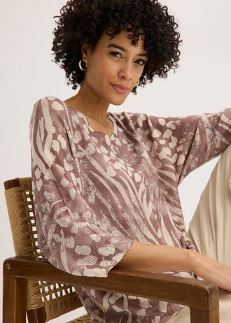 Denevér ujjú pulóver • kavicsbézs-zebramintás • bonprix áruház