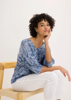 Trui met vleermuismouwen • rookblauw luipaardprint • bonprix online shop