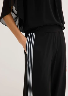 Pantaloni din jerse cu dungi laterale • negru/alb • magazin bonprix
