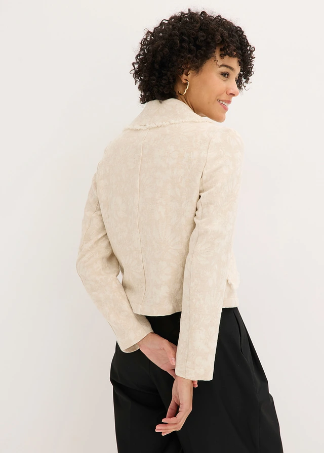Jasje van katoenjacquard met linnen • lichtsand • product-page.page-title-suffix