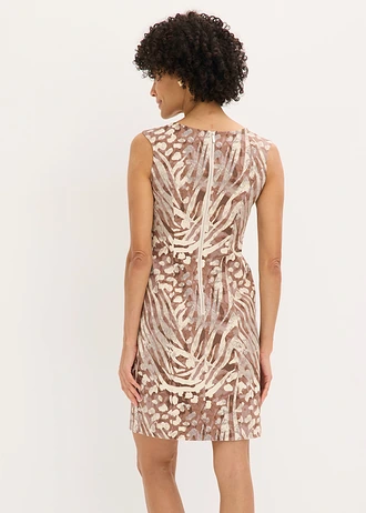 Rochie etui din bumbac • imprimat leo bej-prund • magazin bonprix