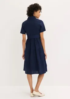 Rochie-bluză din amestec elastic de bumbac • bleumarin • magazin bonprix