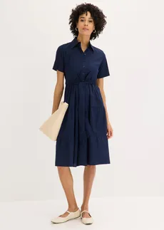 Rochie-bluză din amestec elastic de bumbac • bleumarin • magazin bonprix