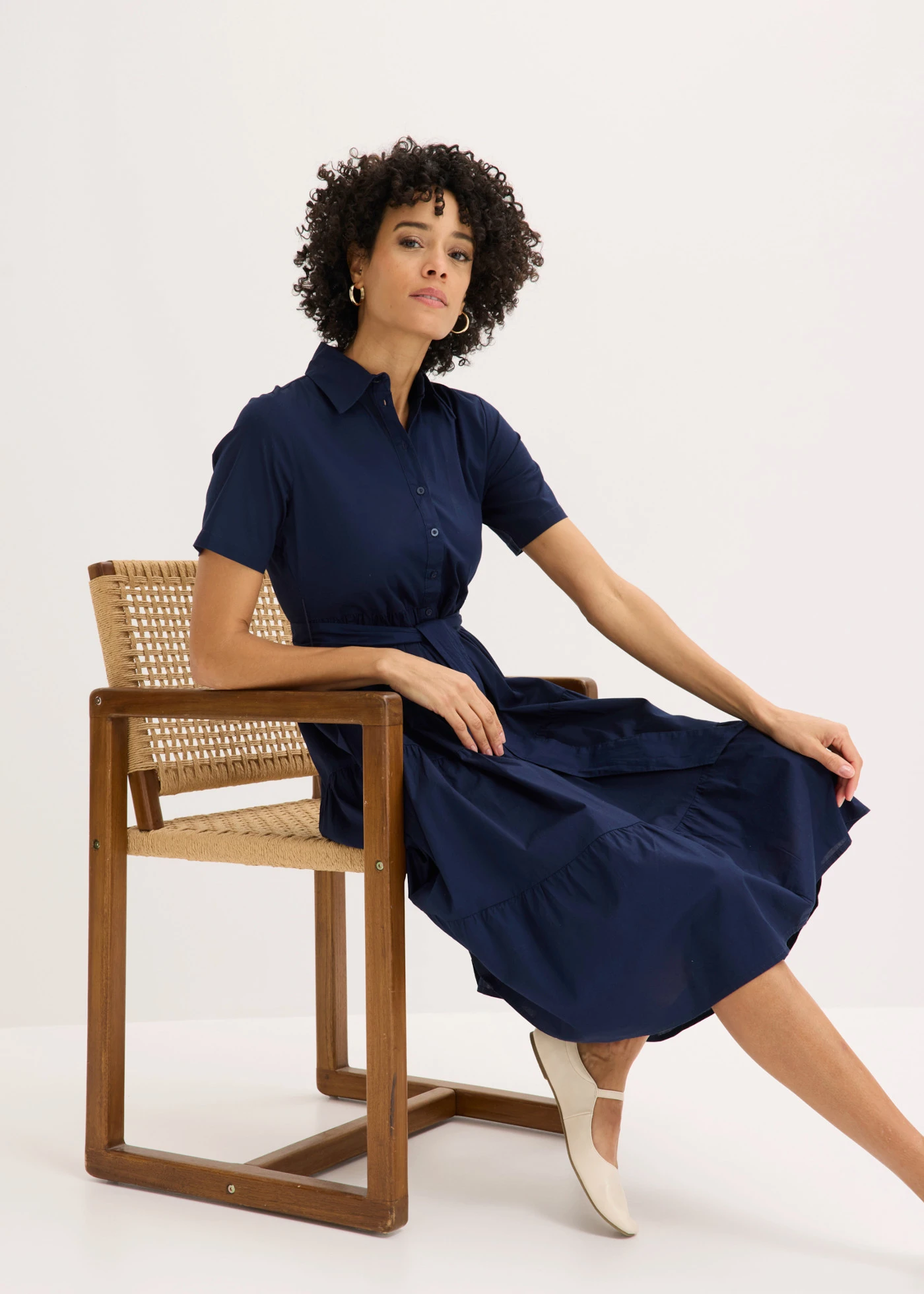 Overhemdjurk van een elastische katoenmix • donkerblauw • bonprix online shop