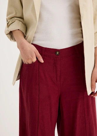 Pantaloni Culotte din mix lejer cu in cu pense • roșu arțar • magazin bonprix