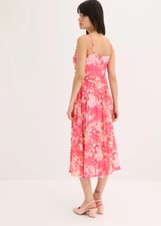 Robe à bretelles en mesh doux, Couleur: rose vif floral