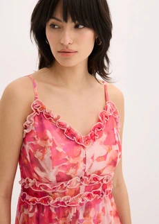 Rochie cu bretele, din mesh moale • pink floral • magazin bonprix