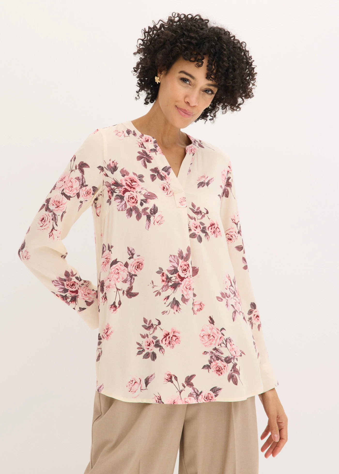 Blouse en viscose fluide • gris galet/rose clair/rose clair • product-page.page-title-suffix