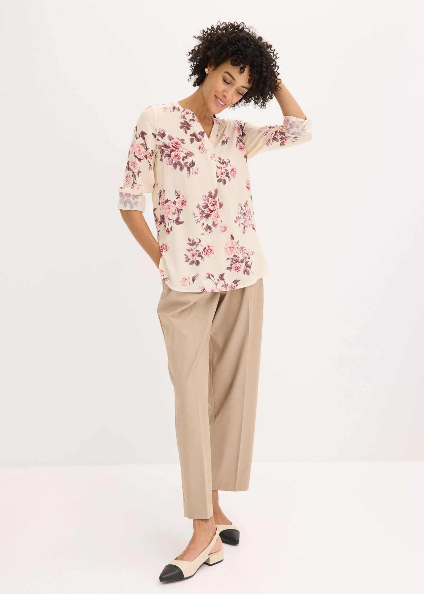 Tuniek • kiezelbeige/lichtroze gebloemd • bonprix online shop