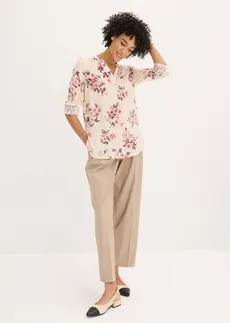 Tunică-bluză • bej-prund/roz deschis floral • magazin bonprix