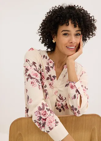 Tuniek • kiezelbeige/lichtroze gebloemd • bonprix online shop