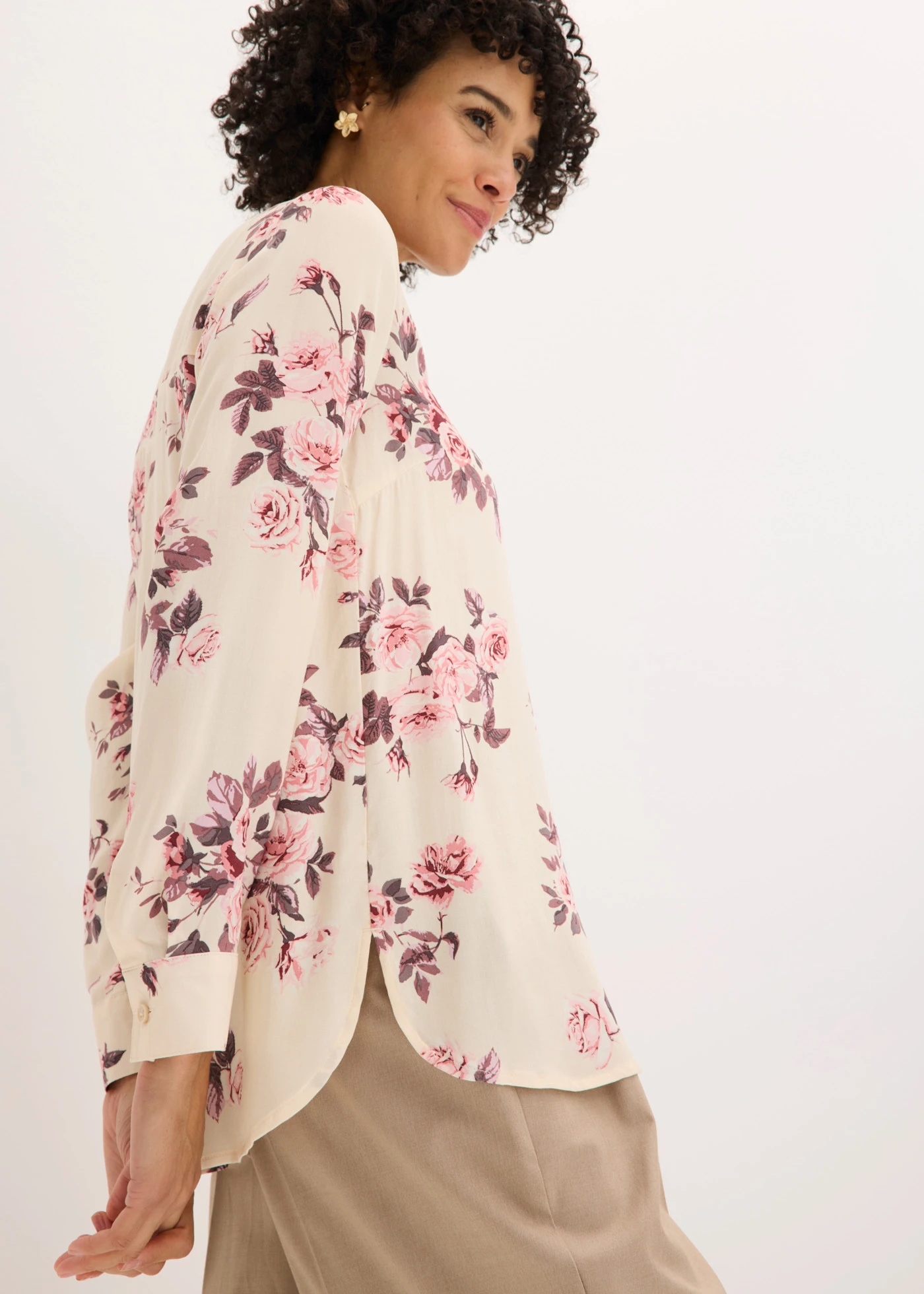 Blouse-tunique • beige galet/rose clair floral • Boutique bonprix