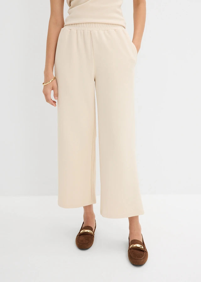 Pantalon large en tissu piqué • beige galet • product-page.page-title-suffix