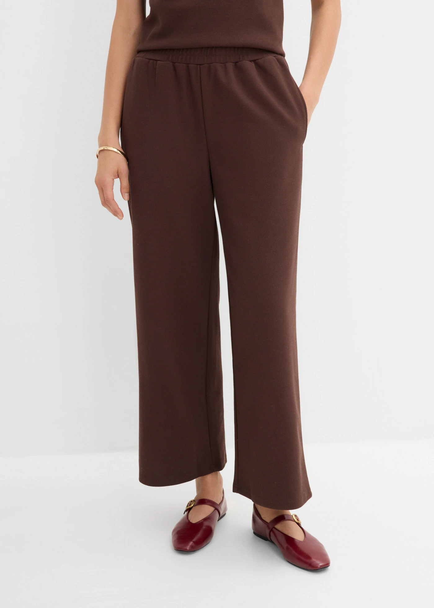 Culotte nohavice z piké • tmavohnedá • obchod bonprix