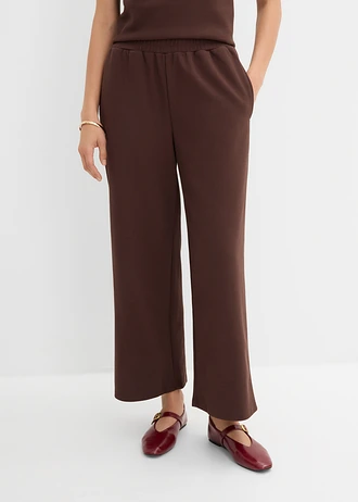 Pantalon large en tissu piqué, Couleur: marron foncé