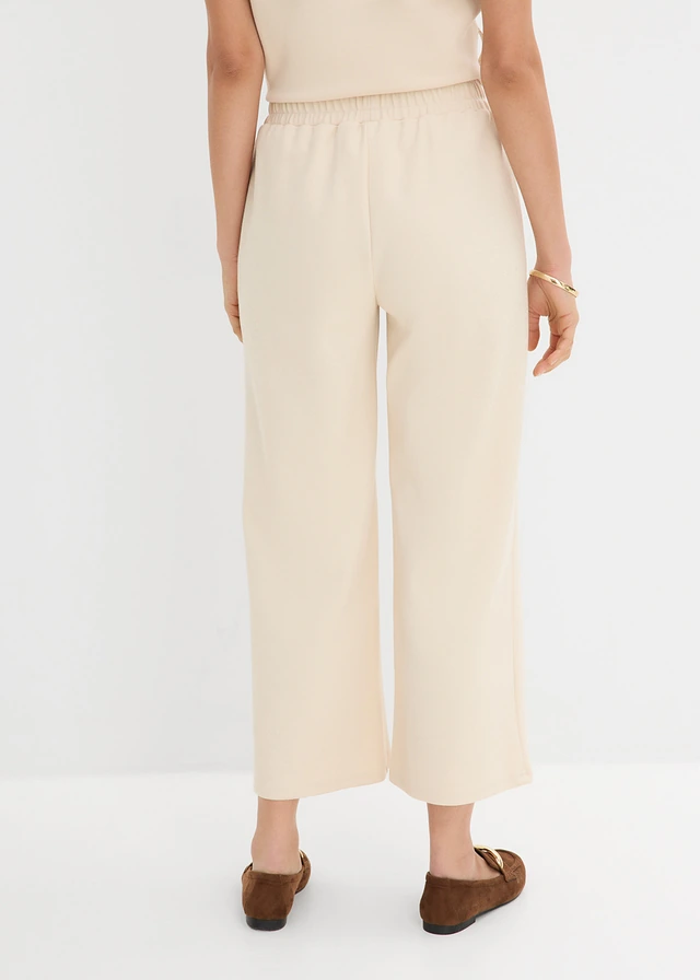 Culotte nohavice z piké • štrkovo béžová • obchod bonprix
