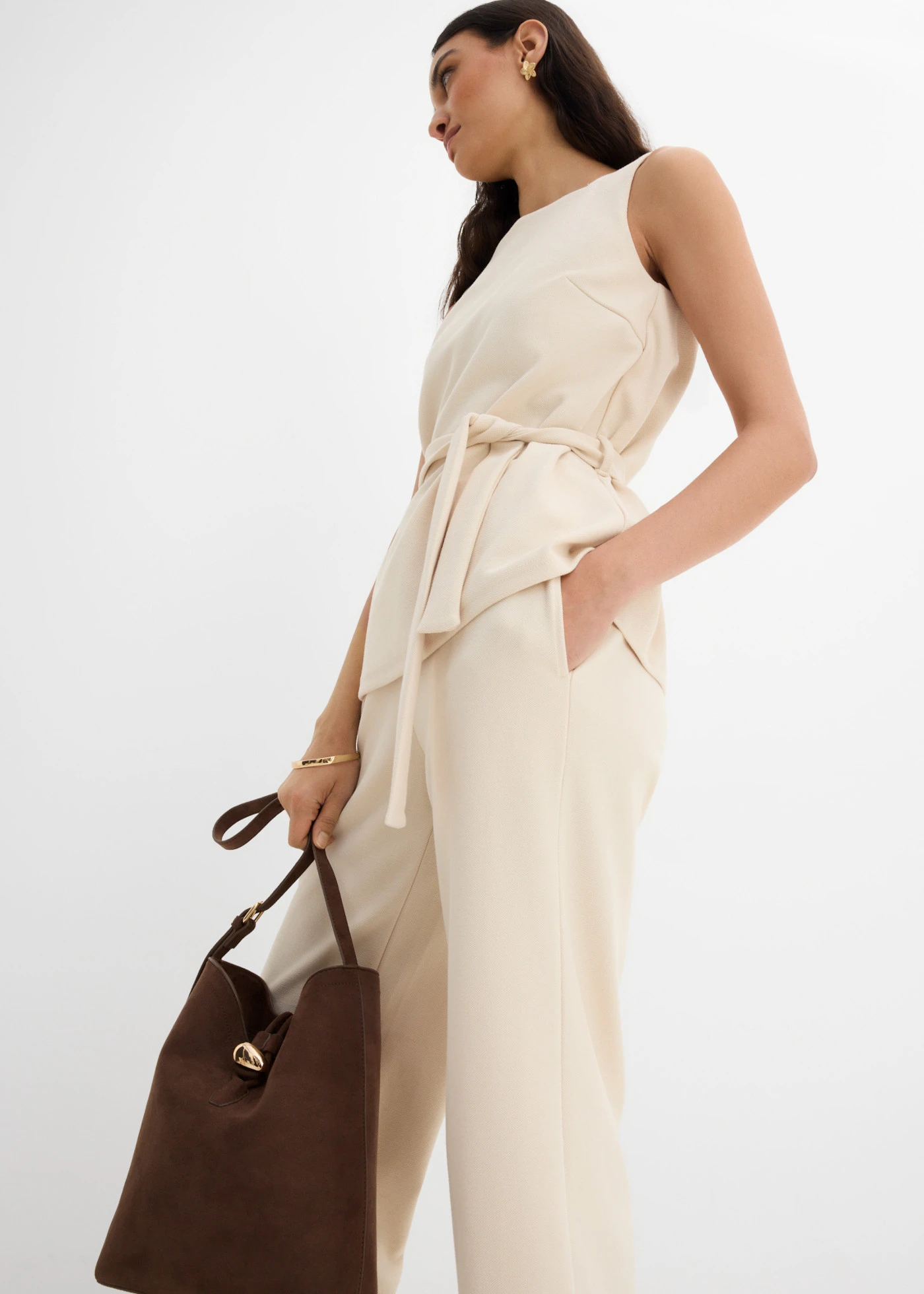 Culotte kalhoty z piké • šedobéžová • bonprix obchod