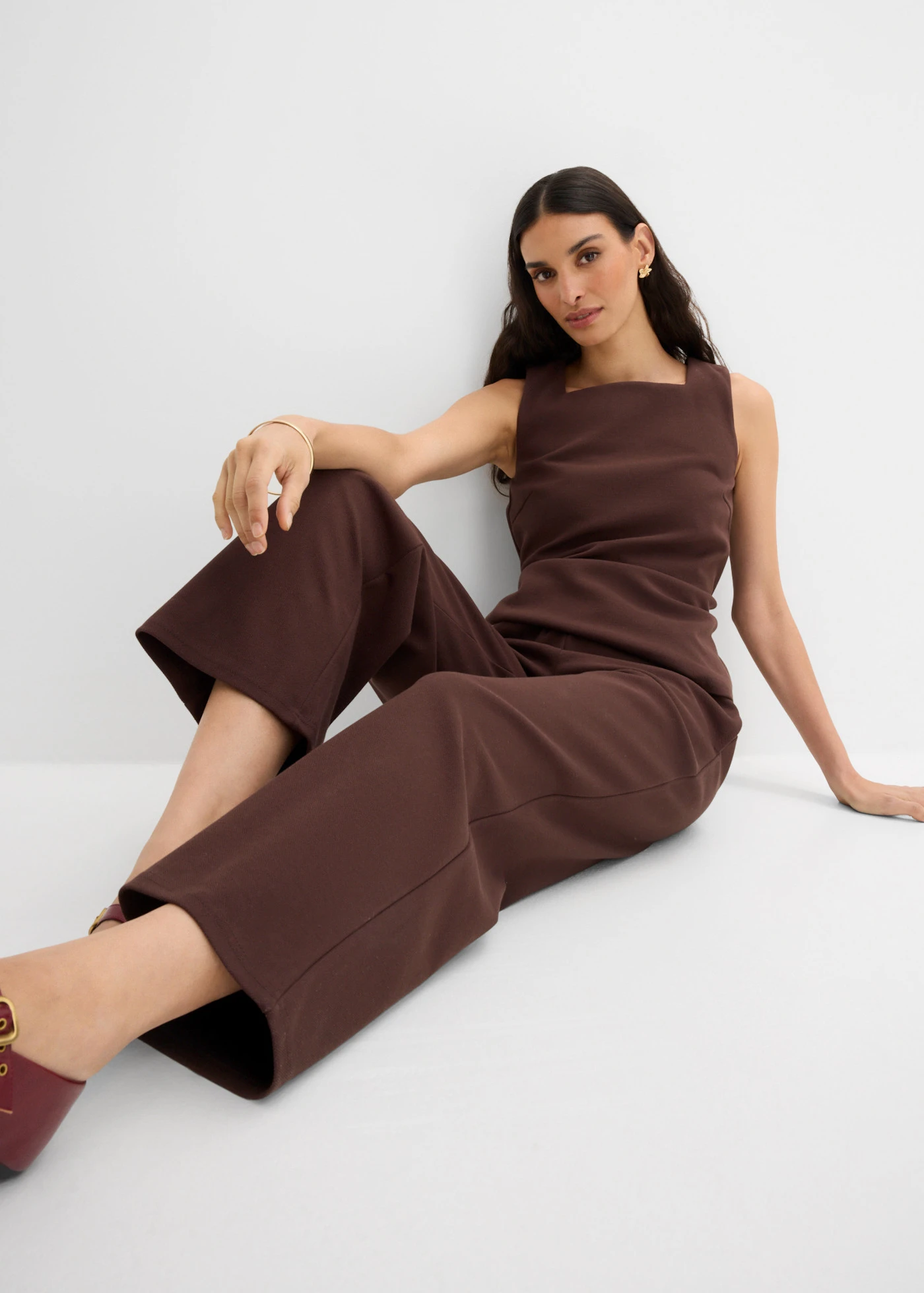 Culotte nohavice z piké • tmavohnedá • obchod bonprix