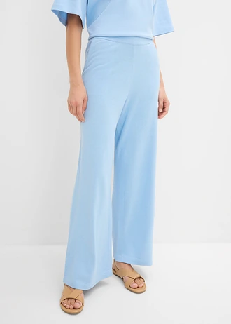 Pantalon large en maille estivale • bleu clair • Boutique bonprix