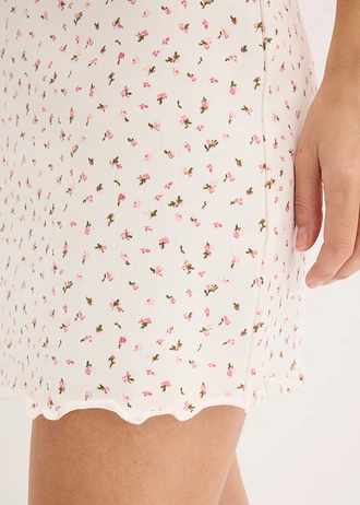 Nachthemd van geribd materiaal • wolwit gebloemd • bonprix online shop