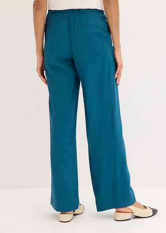Lichte Marlene Dietrich broek met viscose, Kleur: blauwpetrol