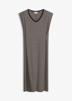 Gestreepte jersey jurk met verstelbare taille, Kleur: zwart-wolwit gestreept