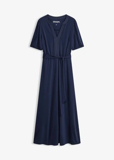 Rochie midi din viscoză piqué cu cordon (set/2 piese)