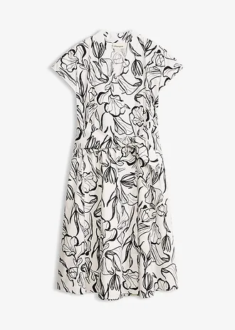 Robe drapée • écru-noir floral • Boutique bonprix