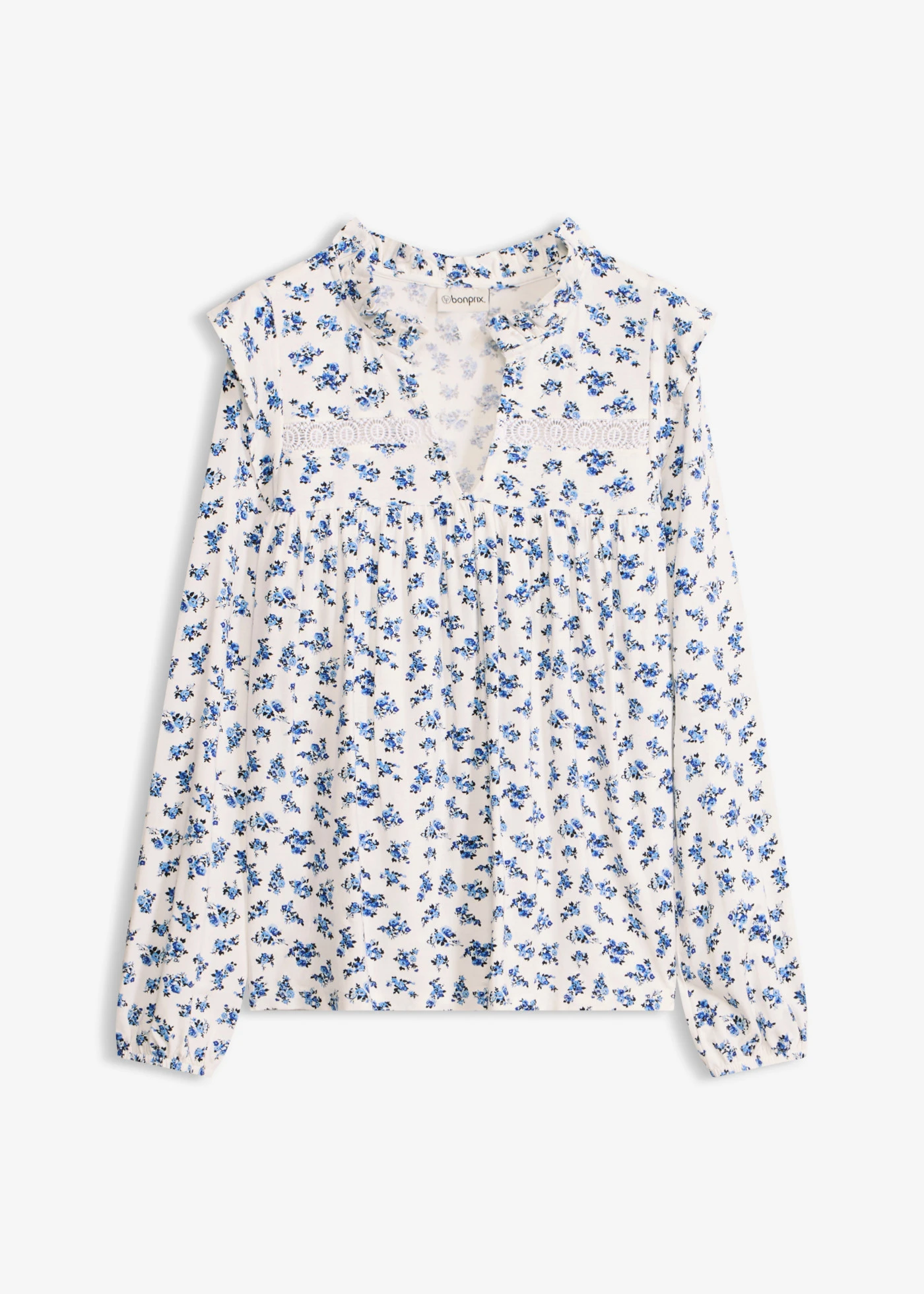 Longsleeve in een viscosemix • wolwit-blauw • bonprix online shop