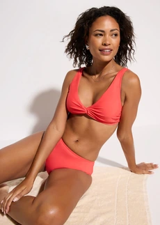 Biustonosz bikini typu bustier z ozdobnym przewiązaniem • koralowy • sklep bonprix