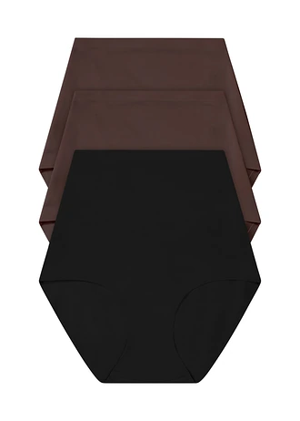 Chilot panty cu efect shape mediu (set/3 buc.) • maro închis+bej nisipiu+negru • magazin bonprix