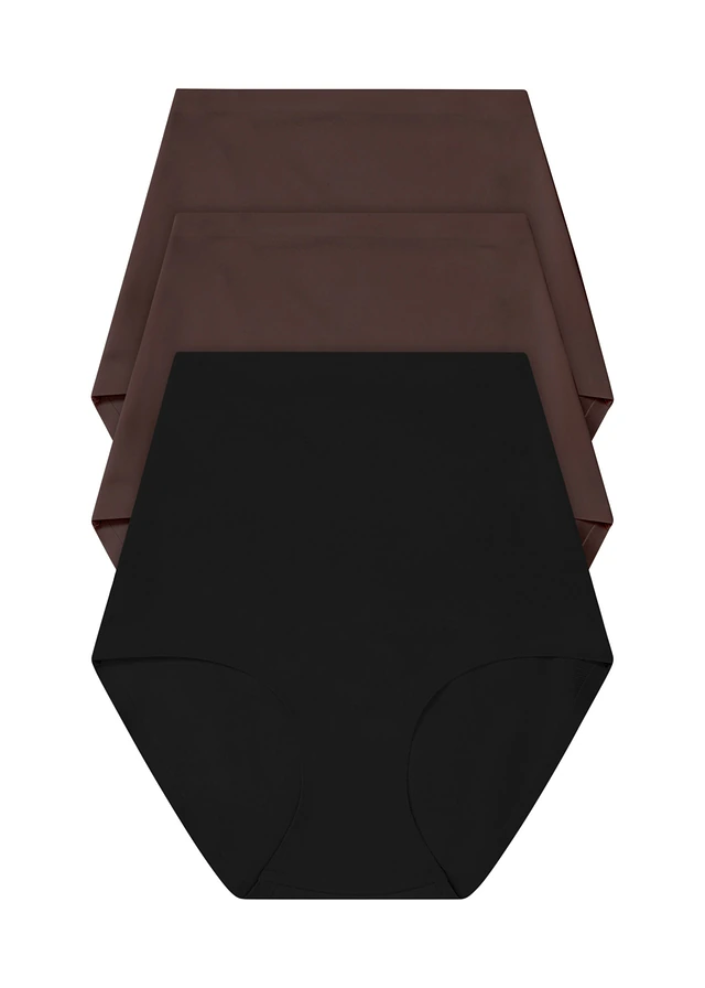 Chilot panty cu efect shape mediu (set/3 buc.) • maro închis+bej nisipiu+negru • magazin bonprix