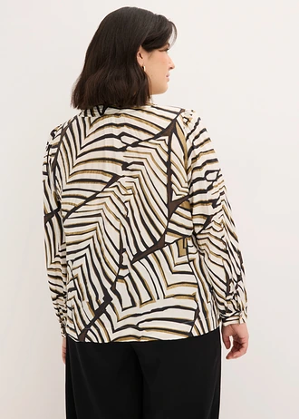 Tuniek met decoratieve naden, Kleur: zwart-wolwit met print