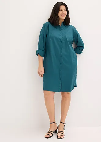 Robe-chemise en popeline de coton, Couleur: vert poivre