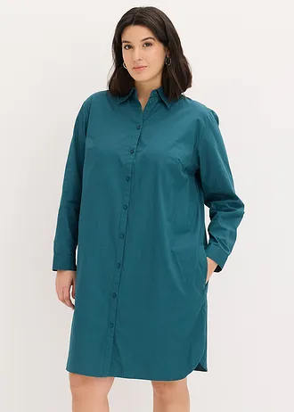 Robe-chemise en popeline de coton, Couleur: vert poivre