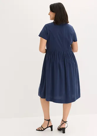 Jurk van fijne viscosemix, Kleur: donkerblauw