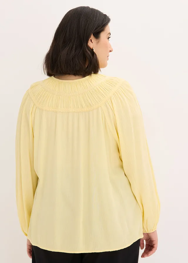 Tuniek met kanten bandjes, Kleur: lichtgeel