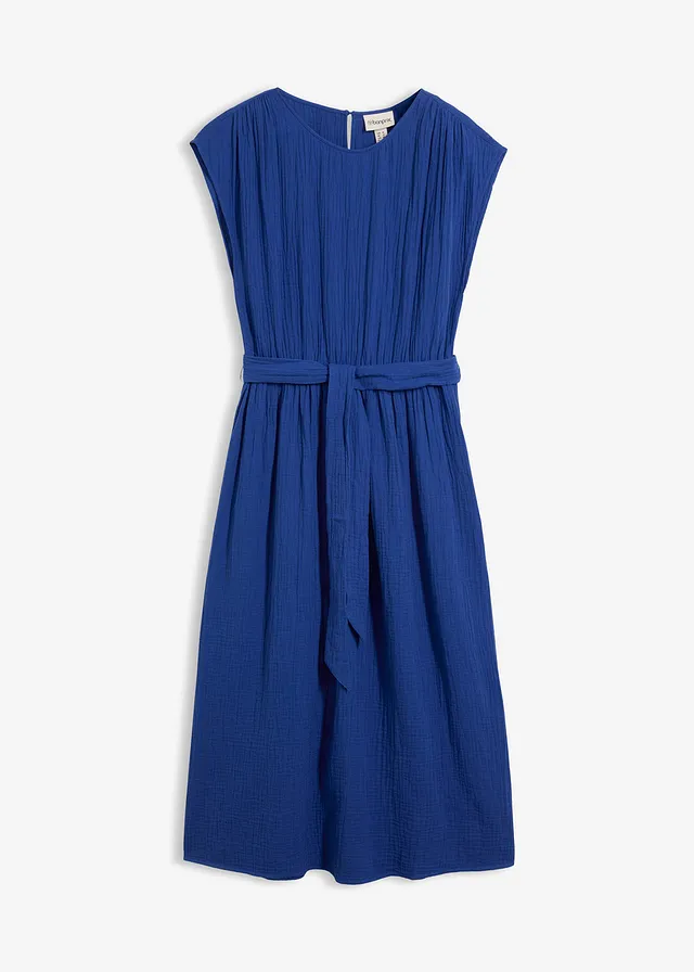 Midi jurk van katoen • donkerblauw • bonprix online shop
