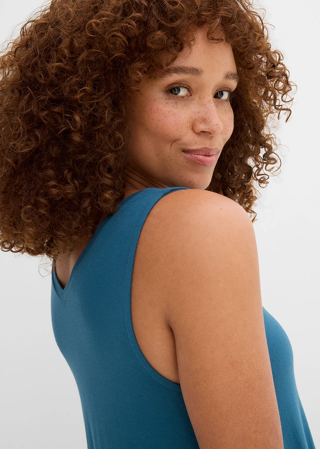 Top lung din amestec de viscoză • albastru-petrol • magazin bonprix