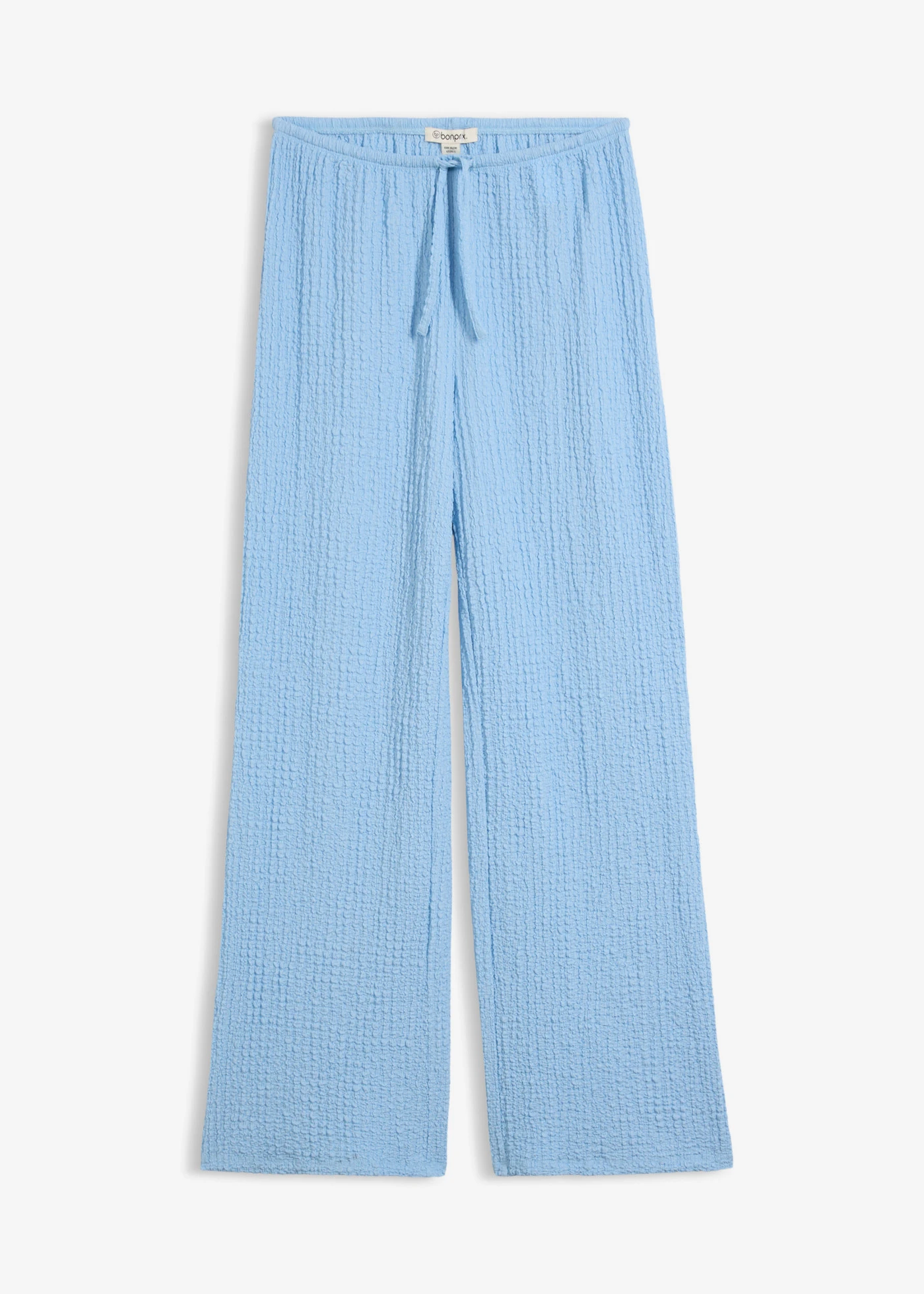 Pantalon large à taille élastiquée en crêpe • bleu clair • Boutique bonprix