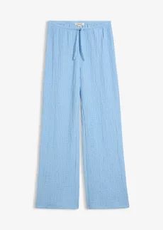 Pantalon large à taille élastiquée en crêpe • bleu clair • Boutique bonprix