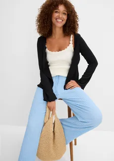 Pantalon large à taille élastiquée en crêpe • bleu clair • Boutique bonprix