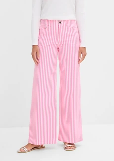 Twill broek in een elastische katoenmix • roze-wit verticaal gestreept • bonprix online shop