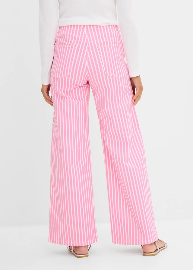 Twill broek in een elastische katoenmix • roze-wit verticaal gestreept • product-page.page-title-suffix