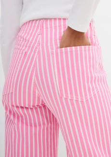 Twill broek in een elastische katoenmix • roze-wit verticaal gestreept • bonprix online shop