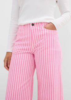 Pantalon en twill de coton extensible • rose/blanc rayé • Boutique bonprix